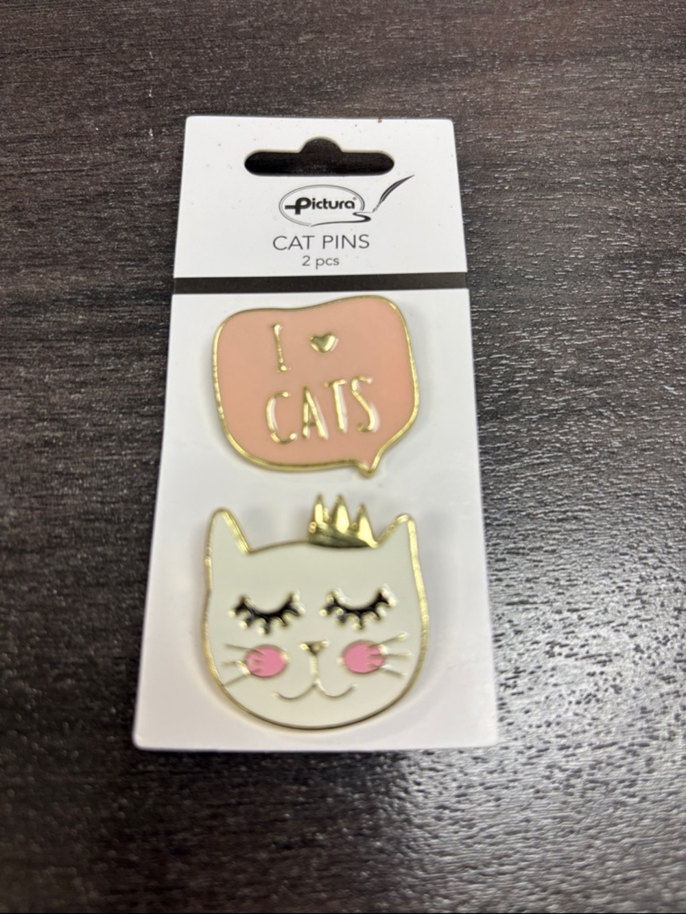 Pink & White 'I ♥ Cats' Enamel Pin Set for Cats Lovers